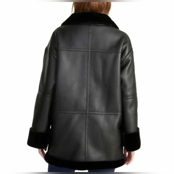 Rebecca Minkoff Vegan Shearling Car Coat Small - Picture 6 of 16